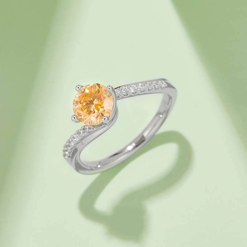 幸福相拥S925银镀白金MoissaniteWomen's Ring1ctD级